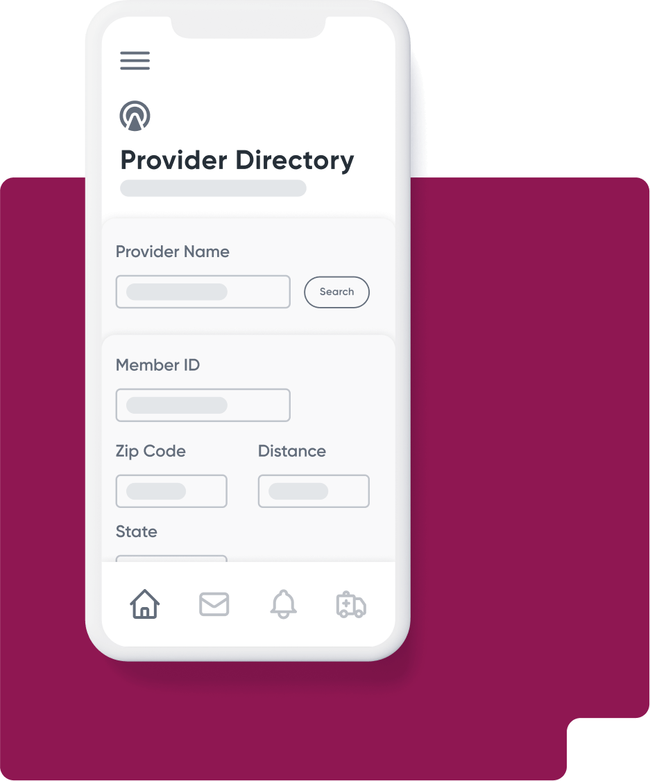 Mobile provider directory screenshot