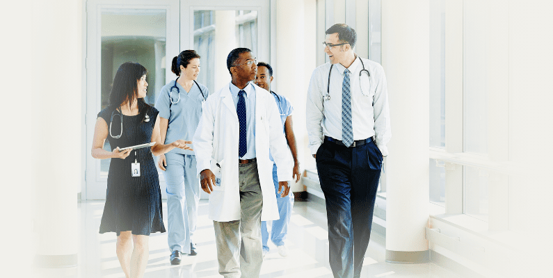 doctors walking in a medical facility