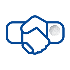 Blue handshake icon