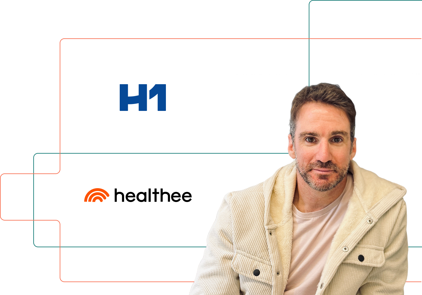 guy benjamin headshot and healthee logo