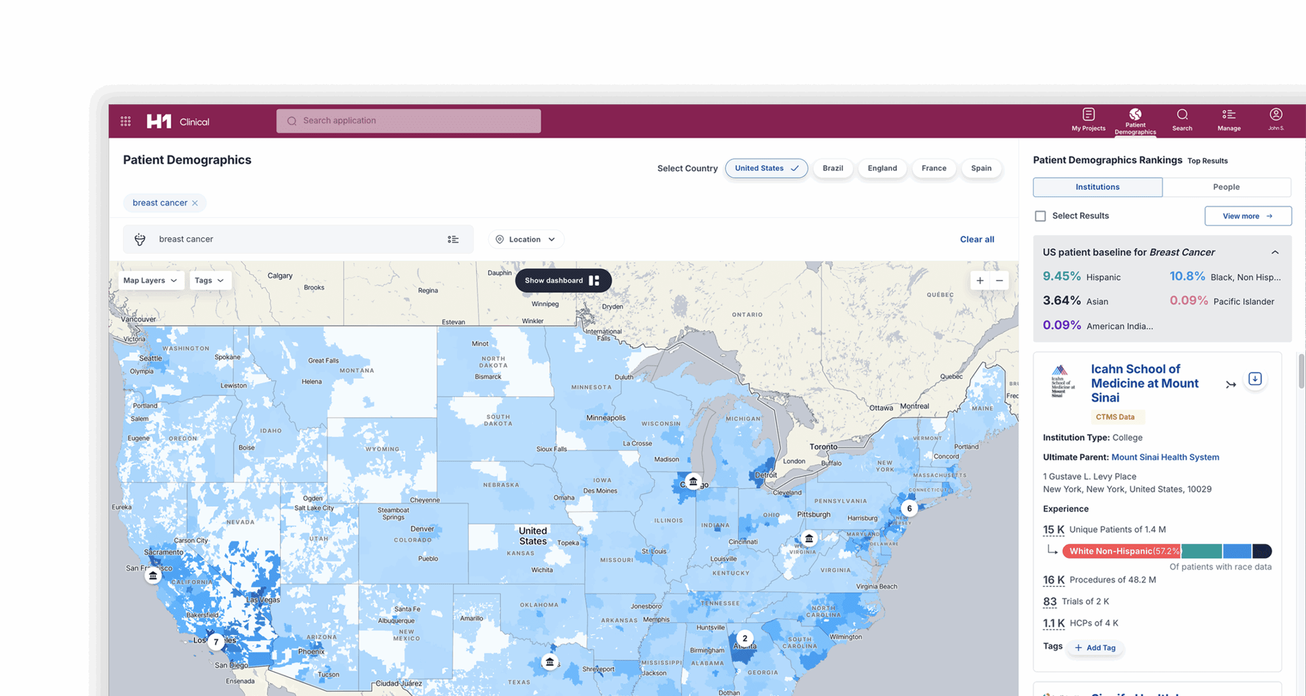 u.s. map of patient demographic data
