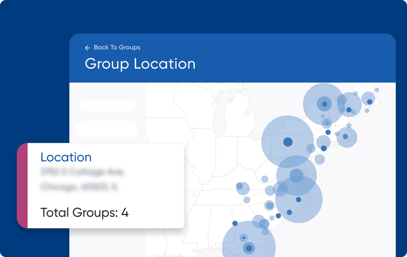 Example interface of a provider coverage map showing how many groups cover specific locations