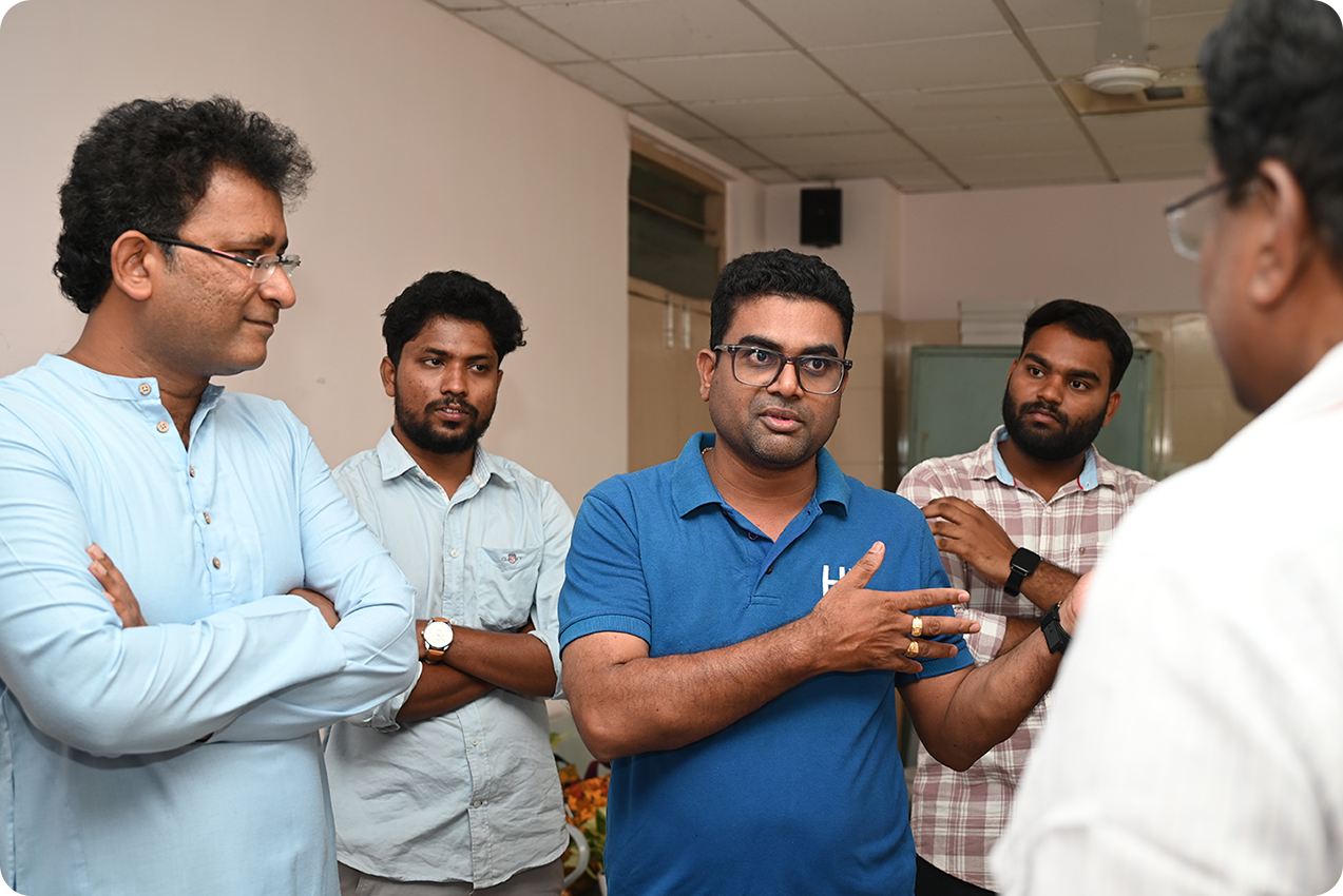 Professionals collaborating to solve a problem